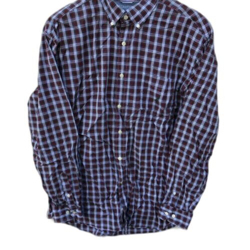 Nautica Vintage Wear Authentic XL Red Plaid Mens Button Down Dress Shirt
